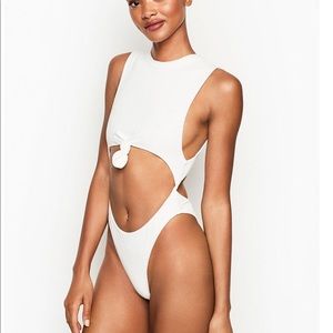 Frankies Bikinis Front Knot Cut Out One Piece